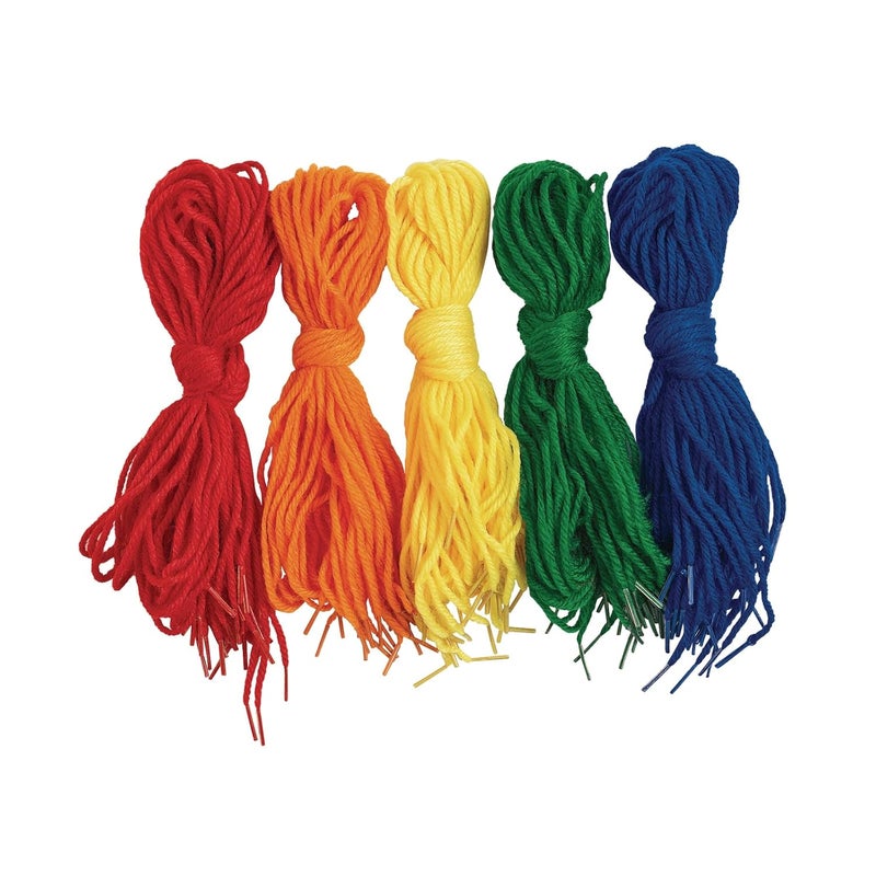 Colorations YARNTIP Tipped Lacing Yarn for Kids - 100 Assorted Color Strings, 32 Inches Long for Weaving and Crafting - Image 5